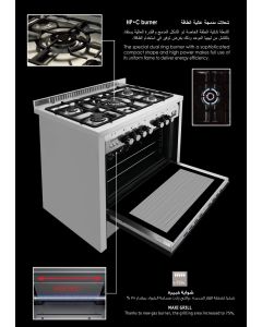 فرن جليم غاز 60*90، (5) عيون غاز، مروحة، مقلاة هوائـية